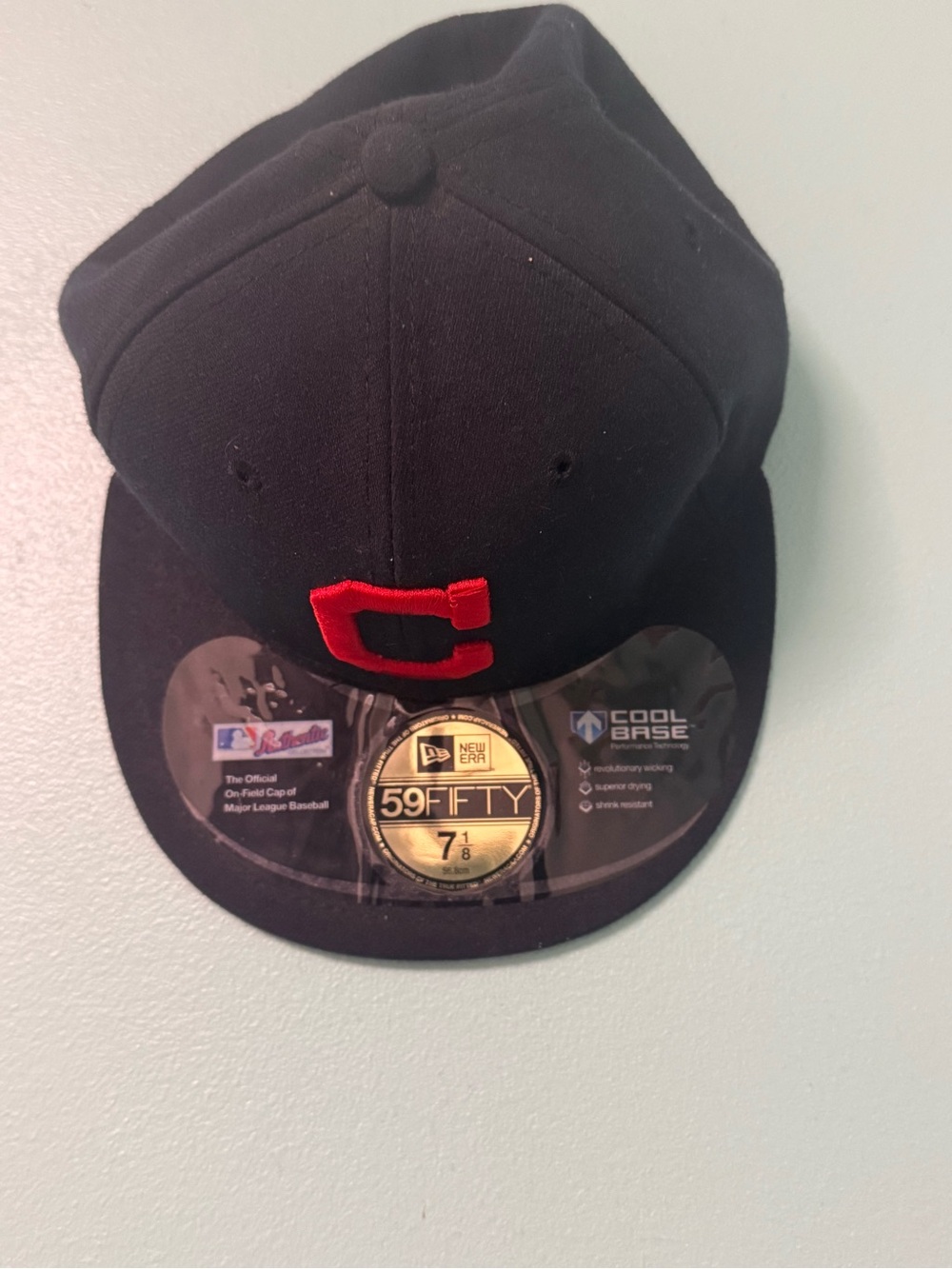 New Era Black Fitted Cap with Red Embroidered C